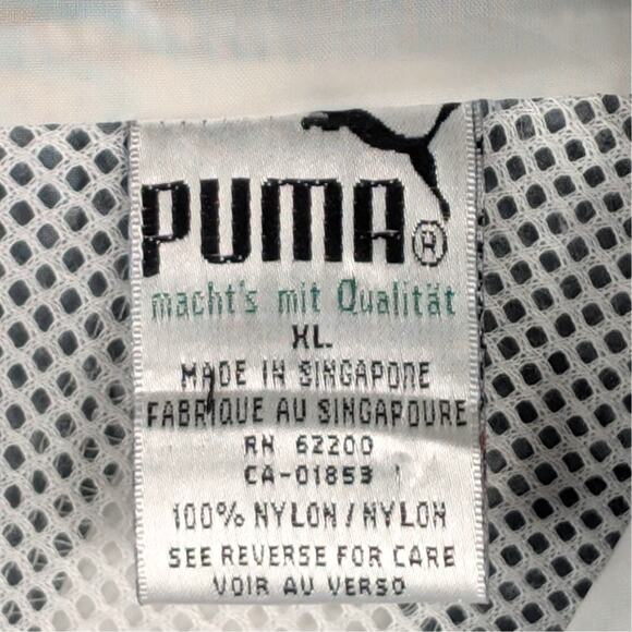 Puma XL Vintage Windbreaker Jacket Gray Blue Nylon Mesh Lined Full Zip Track - Picture 4 of 4